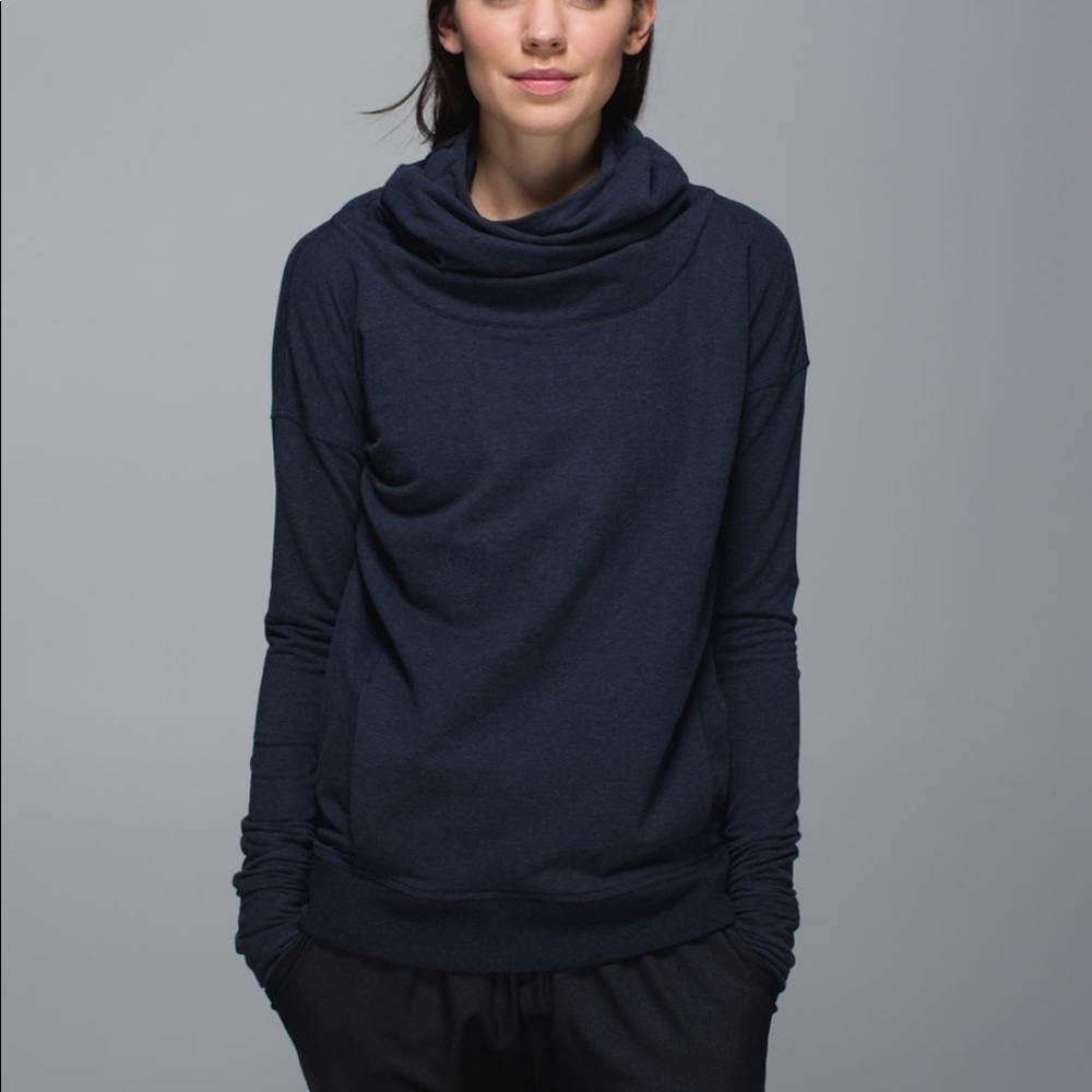 Lululemon Stress Less Cowl Hoodie Navy Blue Size 4